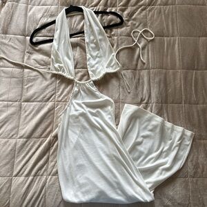 White Halter Maxi Dress